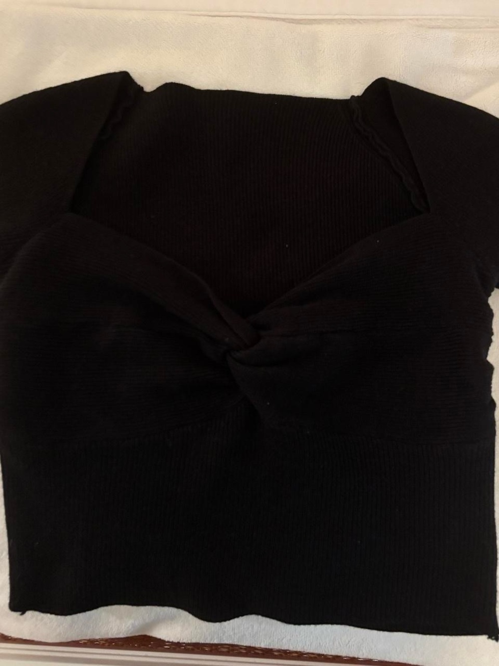 Zara Women's Black Twist-Front Ribbed Crop Top - Picture 3 of 3